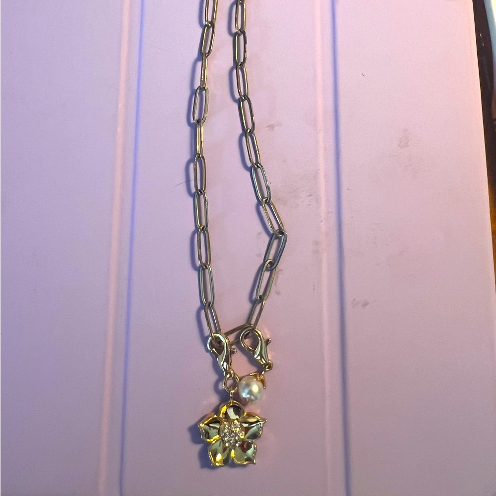 Spartina paperclip charm necklace